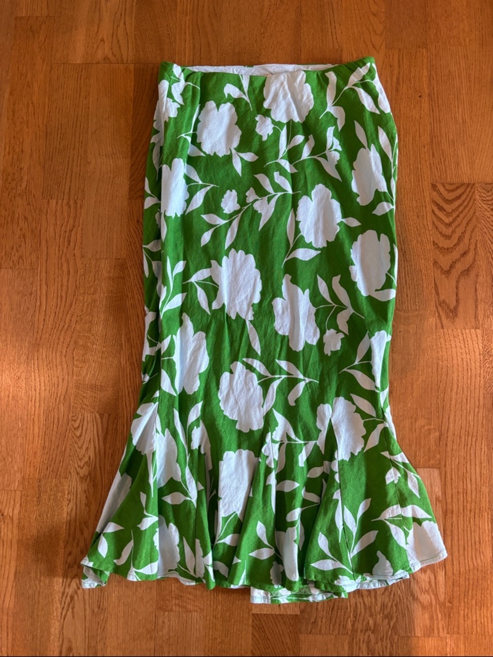 NWOT Kate Spade Floral Green & White Midi Skirt